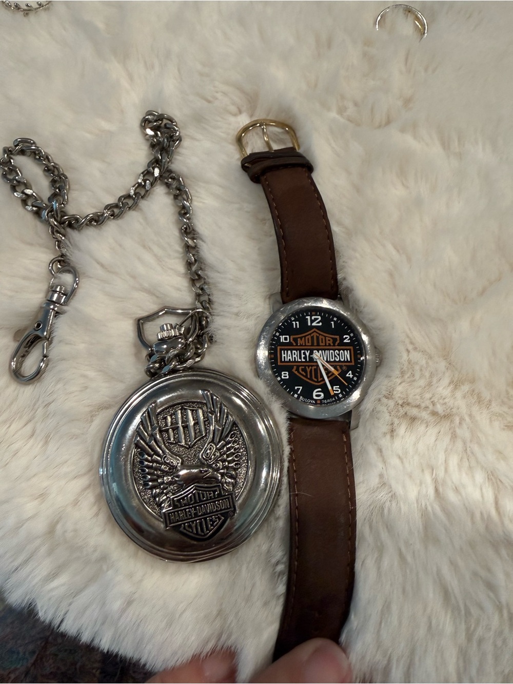 Harley-Davidson Brown Leather Strap Watch with Black Branded Dial